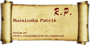 Ruzsicska Patrik névjegykártya